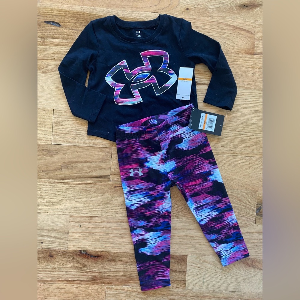 NWT Under Armour matching set long sleeves and pants size 12 months.